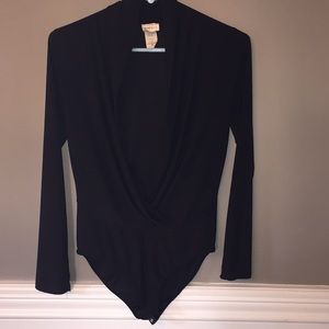 Black plunge bodysuit
